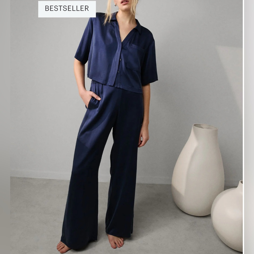 Lunya Washable Silk High Rise Pant Deep Blue